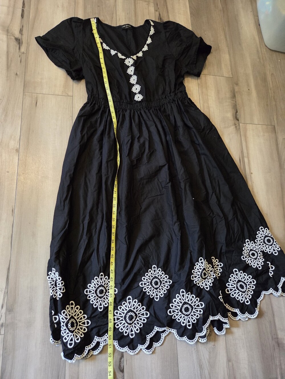 Lane Bryant Black Embroidered Midi Dress with White Floral Detail - Picture 6 of 7